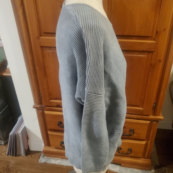 Oak And Fort Cotton Texture Knit Longsleeve Sweater Blue Grey XS Chunky Pullover - Picture 6 of 11